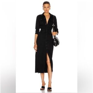 MOTHER THE COVER UP Not Guilty Denim MIDI Dress Black